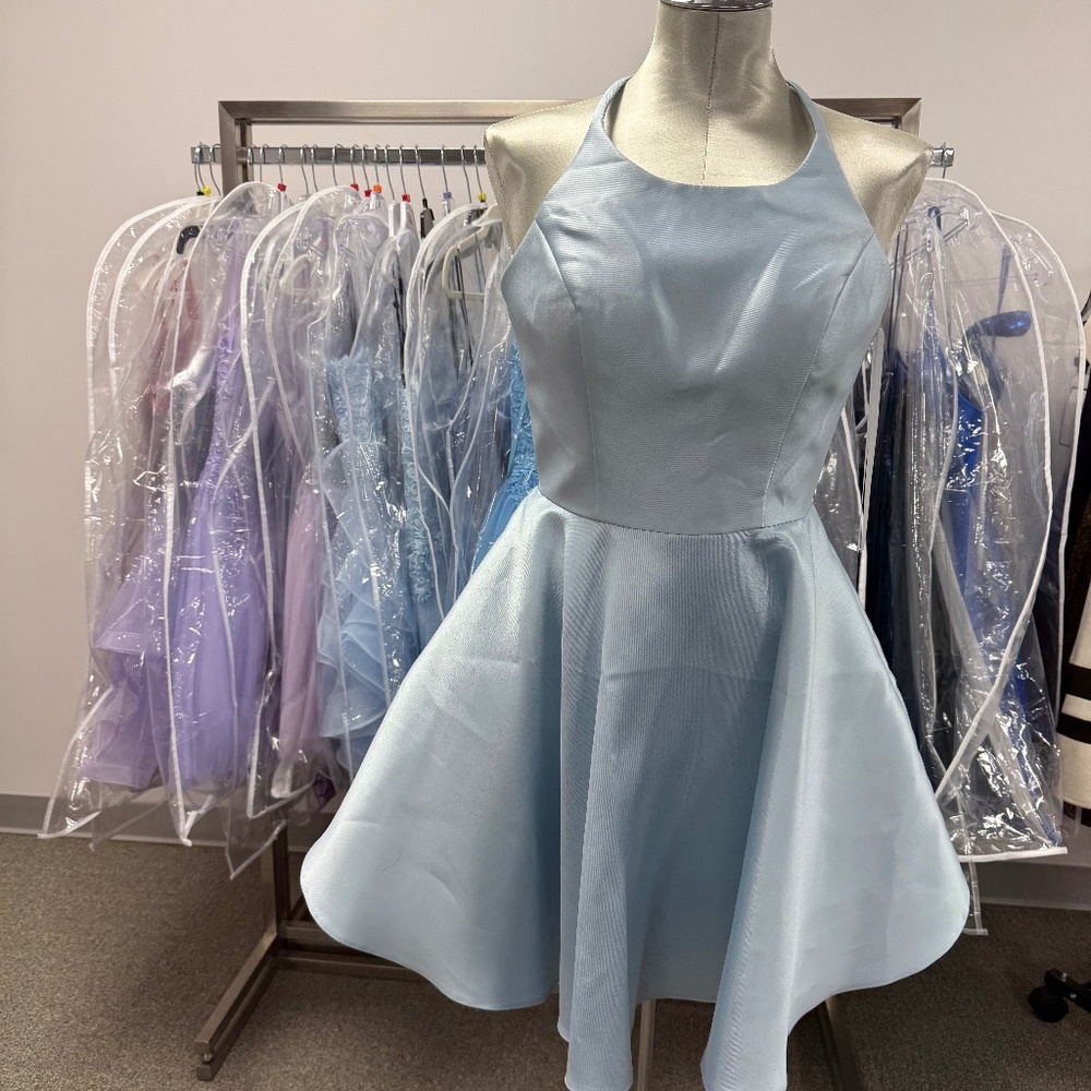 NWT Alyce Paris Style 3703 Color Ice Blue Size 4 Strappy Back Party Dress